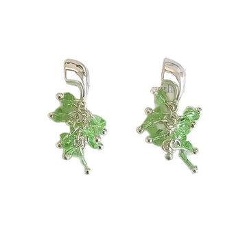 DAIIIBABYYY  -  Green crystal tassel earrings